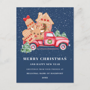 Red Truck Gingerbrood Cookie Corporate Kerstmis Briefkaart