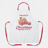 Red Truck Gingerbrood Cookie-kerstbankroet Schort (Voorkant)