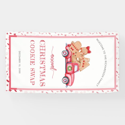  Red Truck Gingerbrood Cookie Swap Banner (Horizontaal)