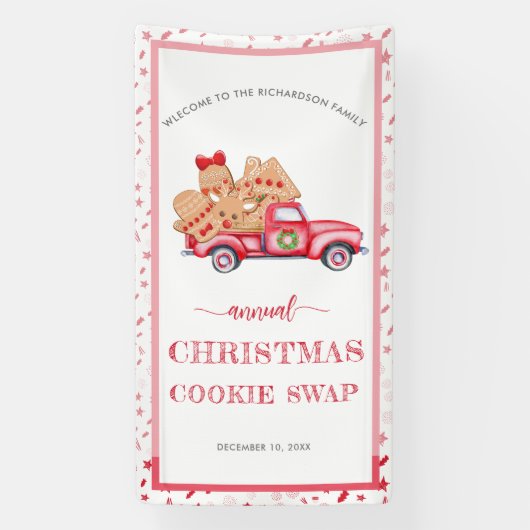 Red Truck Gingerbrood Cookie Swap Banner (Verticaal)