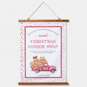 Red Truck Gingerbrood Cookie Swap Banner Hangend Wandkleed (Voorkant)