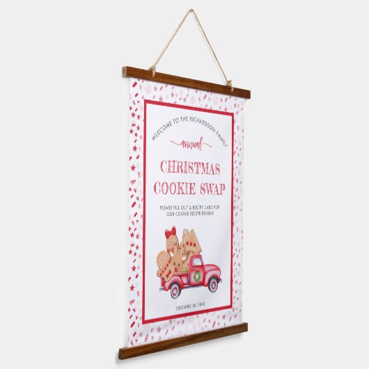 Red Truck Gingerbrood Cookie Swap Banner Hangend Wandkleed (Gebogen)