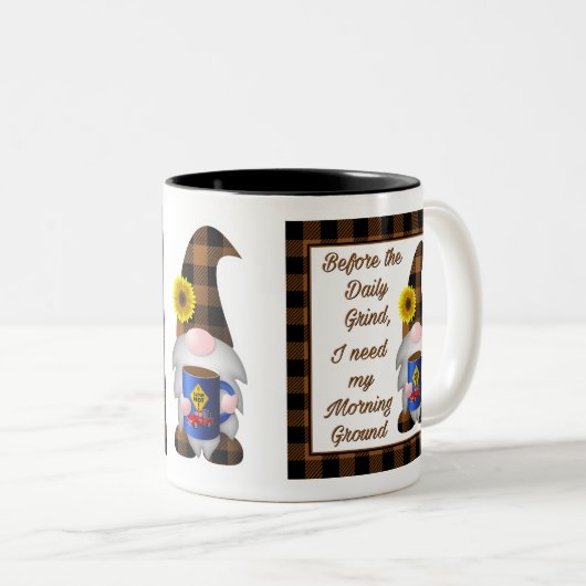 Red Truck Gnome Coffee Tweekleurige Koffiemok (Voorkant rechts)