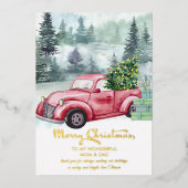  Red Truck Gold van mama en papa Folie Feestdagenkaart (Voorkant)