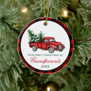 Red Truck Grandouders Kerstmis Pset Keramisch Ornament
