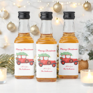 Red Truck Green Tree Holiday Likeurfles Etiket