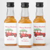 Red Truck Green Tree Holiday Likeurfles Etiket (Flessen)