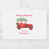 Red Truck Green Tree Holiday Likeurfles Etiket (Enkel label)