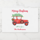 Red Truck Green Tree Holiday Sparkling Wijnetiket (Enkel label)