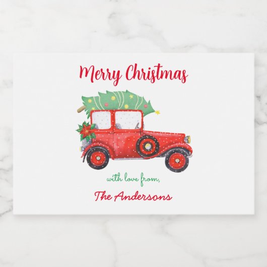 Red Truck Green Tree Holiday Sparkling Wijnetiket (Enkel label)