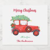 Red Truck Green Tree Holiday Sparkling Wijnetiket (Enkel label)