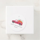 Red Truck Happy Thanksgiving Herfst Pumpkin Harves Bedankjes Labels (In situ)