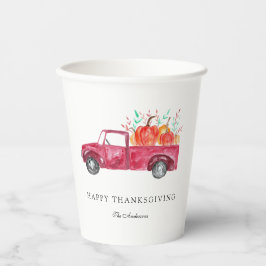 Red Truck Happy Thanksgiving Herfst Pumpkin Harves Papieren Bekers