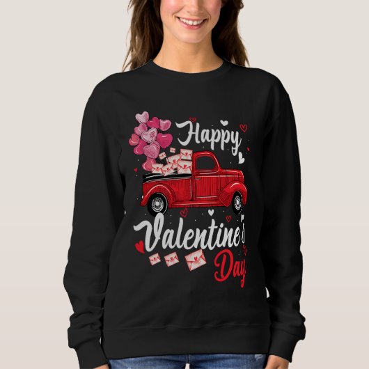 Red Truck Happy Valentines Day  Couple Matching Trui (Voorkant)