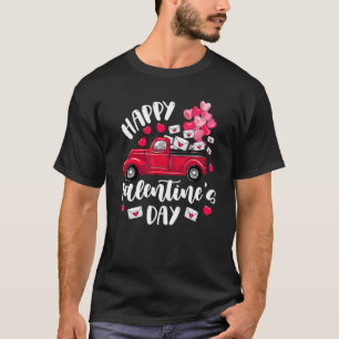 Red Truck Happy Valentines Day Letters Postal Work T-shirt