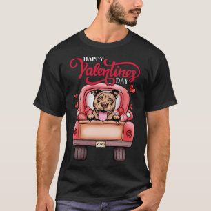 Red Truck Happy Valentines Day Pit Bull Dog Hearts T-shirt