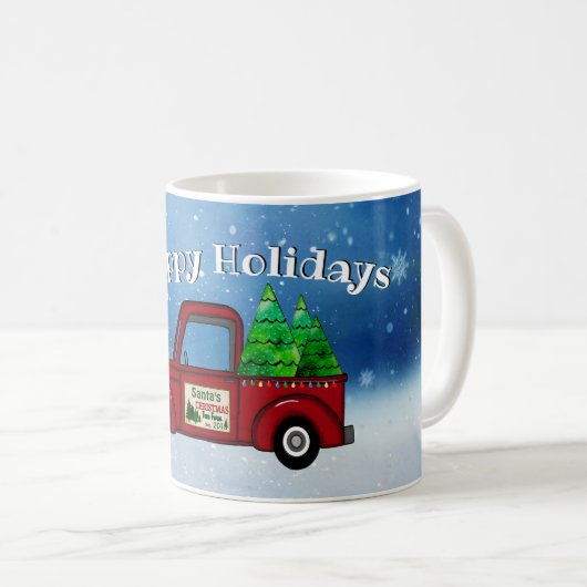  Red Truck Hauling met kerstbomen Mok (Voorkant rechts)