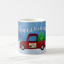  Red Truck Hauling met kerstbomen Mok