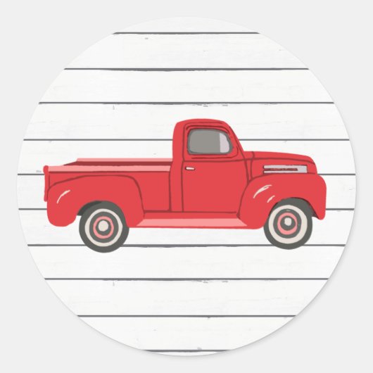 Red Truck Heart Ship Rustic Classic Round Stick Ronde Sticker (Voorkant)