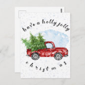  Red Truck heeft een Holly Jolly Kerstmis Briefkaart (Voorkant / Achterkant)