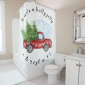  Red Truck heeft een Holly Jolly Kerstmis Douchegordijn (In situ)