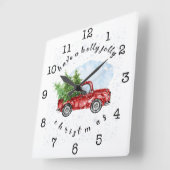  Red Truck heeft een Holly Jolly Kerstmis Vierkante Klok (Hoek)