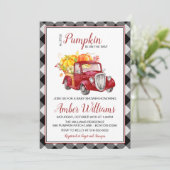 Red Truck Herfst Pumpkin Baby shower Uitnodiging (Staand voorkant)