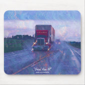 Red Truck Highway Rijden in de Rain Art Mousepad Muismat (Voorkant)