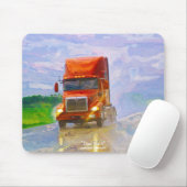 Red Truck Highway Rijden in de Rain Art Mousepad Muismat (Met muis)