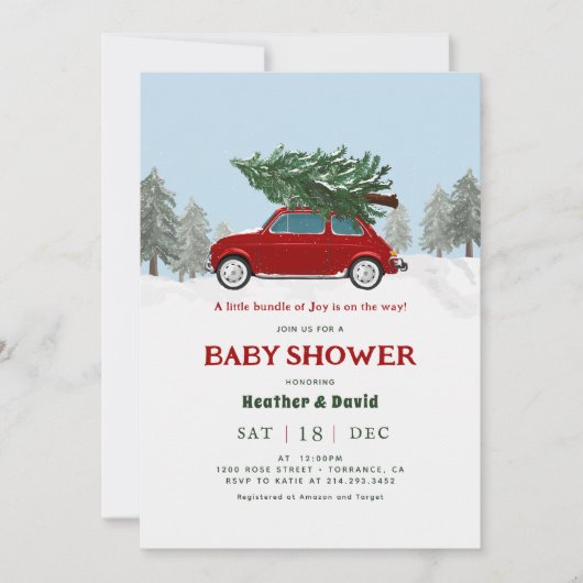  Red Truck Holiday Baby shower Uitnodiging (Voorkant)
