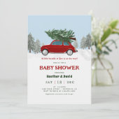  Red Truck Holiday Baby shower Uitnodiging (Staand voorkant)