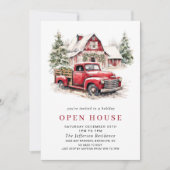 Red Truck Holiday kerst Open House Kaart (Voorkant)