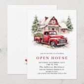 Red Truck Holiday kerst Open House Kaart (Voorkant / Achterkant)