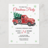 Red Truck Holly Jolly Kerstfeest Uitnodiging Briefkaart (Voorkant)