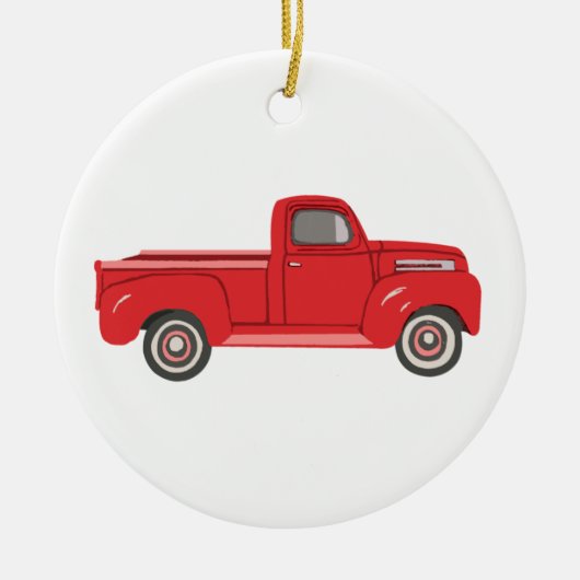 Red Truck Illustration Art Ceramic Ornament (Voorkant)