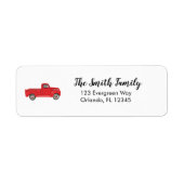 Red Truck Illustration Kerstadres label (Voorkant)