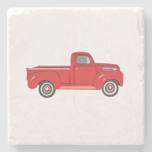 Red Truck Illustration Stenen Onderzetter (Voorkant)