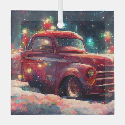 Red Truck kerst Glas Ornament (Voorkant)