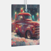 Red Truck kerst Glas Ornament (Voorkant Rechts)