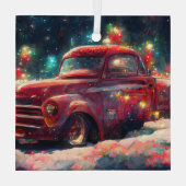 Red Truck kerst Glas Ornament (Achterkant)