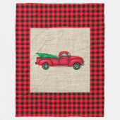  Red Truck kerst Grote vlooienbak Fleece Deken (Voorkant)