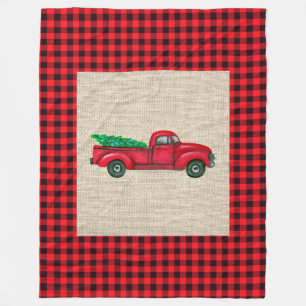  Red Truck kerst Grote vlooienbak Fleece Deken
