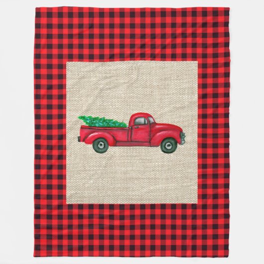 Red Truck kerst Grote vlooienbak Fleece Deken (Voorkant)