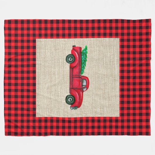  Red Truck kerst Grote vlooienbak Fleece Deken (Voorkant (Horizontaal))