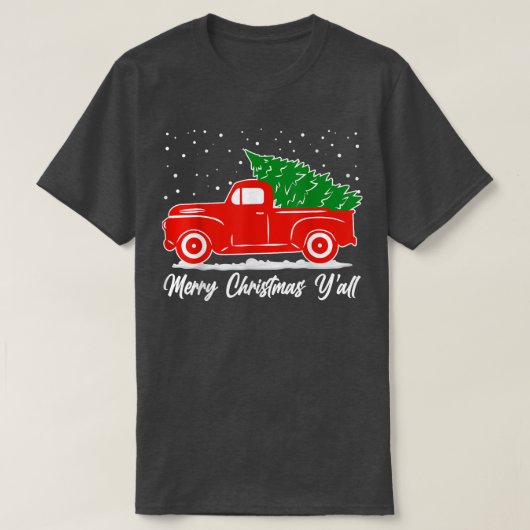 Red Truck kerst Merry kerst Yall T-shirt (Design voorkant)