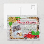 Red Truck kerst | Persoonlijke familiefoto Feestdagenkaart (Voorkant / Achterkant)