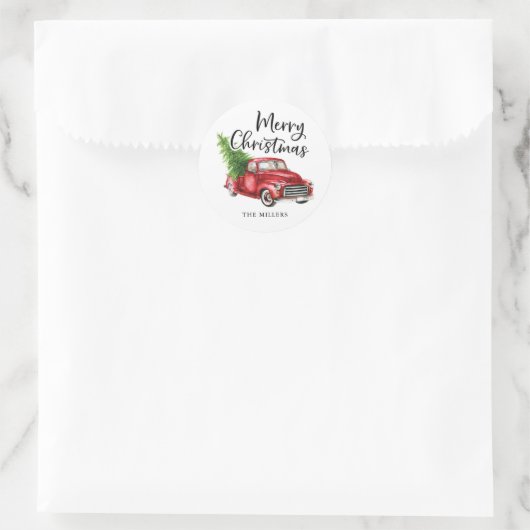 Red Truck Kerst sticker (Tas)