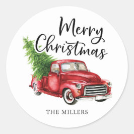 Red Truck Kerst sticker