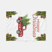 Red Truck-kerstbanket Fleece Deken (Voorkant (Horizontaal))
