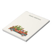 Red  Truck Kerstbomen Holiday Name Notitieblok (Linkerzijde)